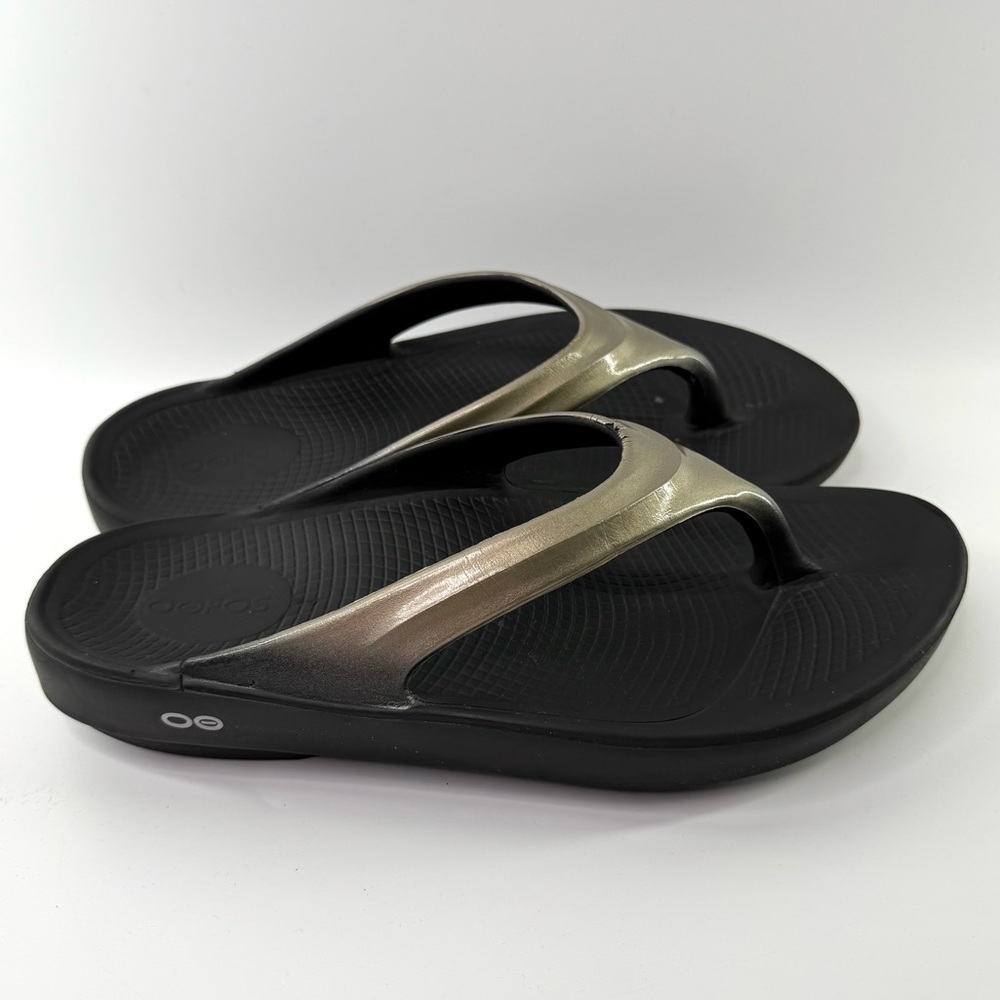 OOFOS OOLALA Luxe Thong Flip Flop Sandals Latte 42/US 11 - Picture 9 of 14